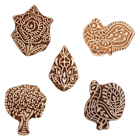 Set of 5 Piece New Mix Wooden Printing Block